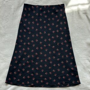 Floral Midi Black Skirt